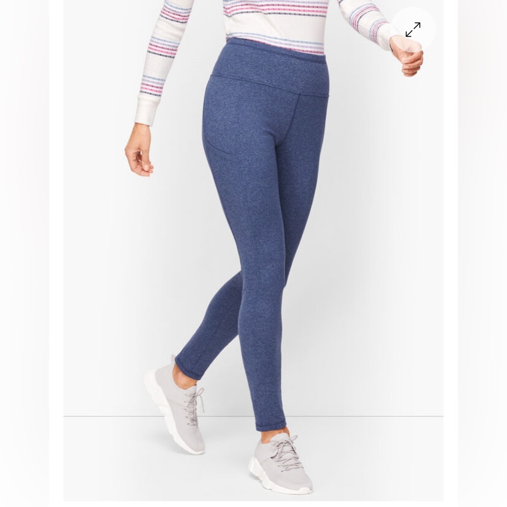 NWT T by Talbots Leggings Womens Sz P Heather Blue Textured Slip Pocket Stretch